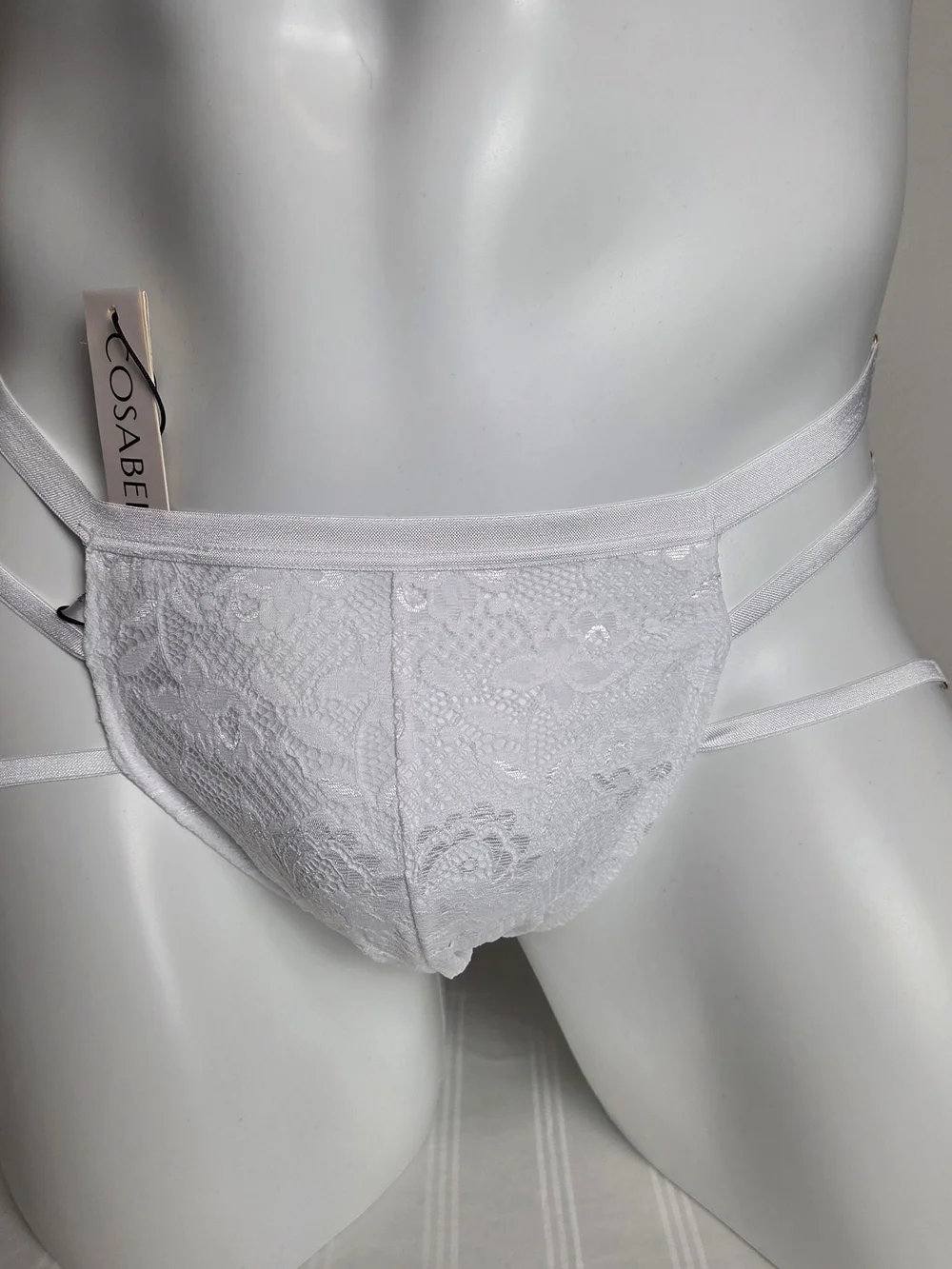 Cosabella Men's White Strappy Lace Briefs